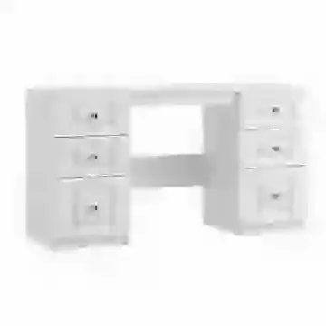 Crystal Knob Double Dressing Table  White or Cashmere